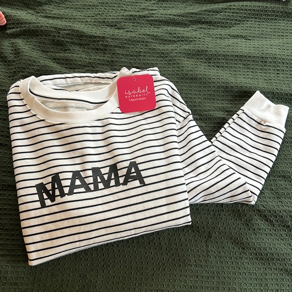 “MAMA” Striped Maternity Fleece Sweatshirt with Butter Soft Inside NWT - Target